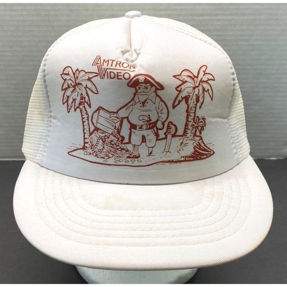 Other - Amtron Video Hat White Trucker Mesh Cap Pirate Treasure Island